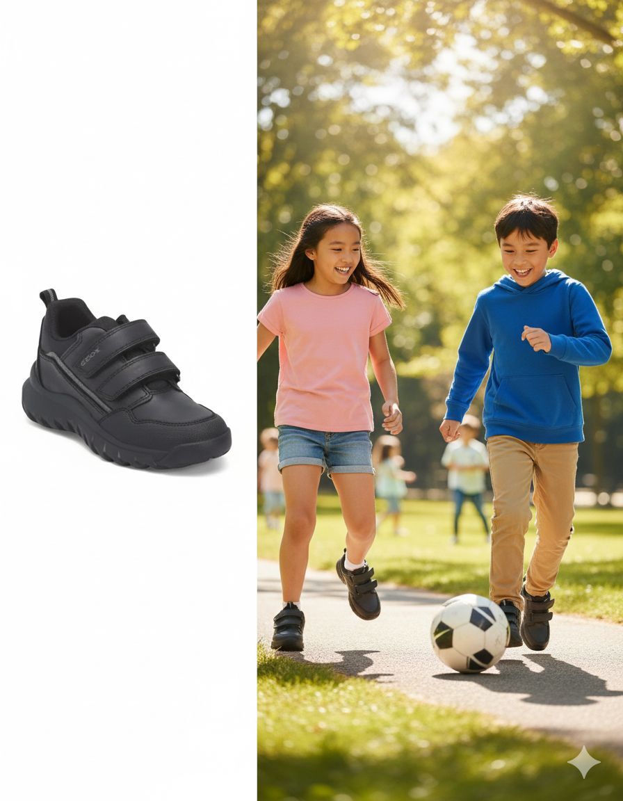 【預購】Q121109 GEOX  Simbyos 運動鞋（幼兒/小童/大童）  黑色/灰色