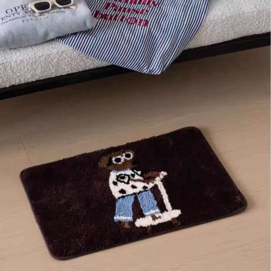 《6453》創意小狗滑板車地墊(植絨)