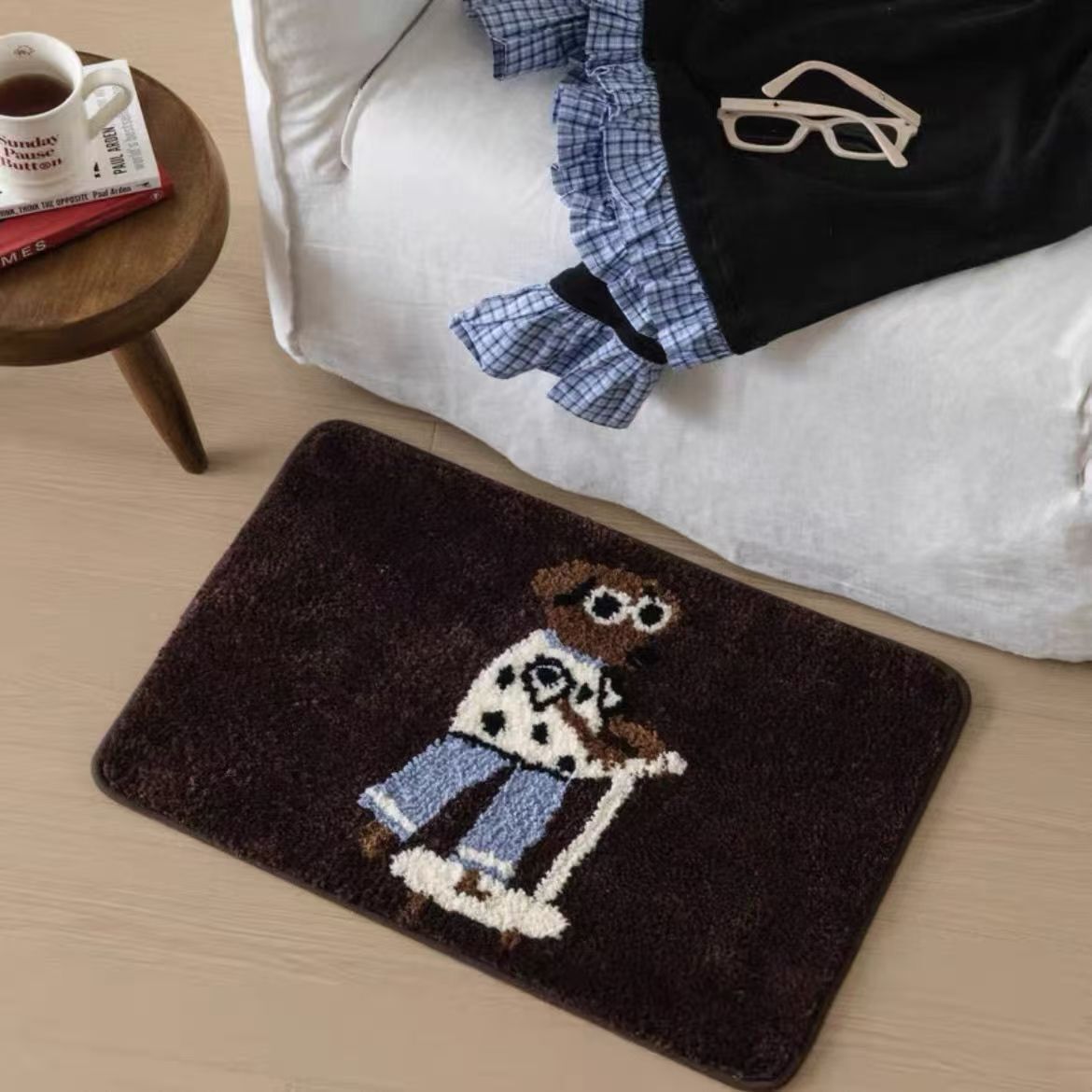 《6453》創意小狗滑板車地墊(植絨)