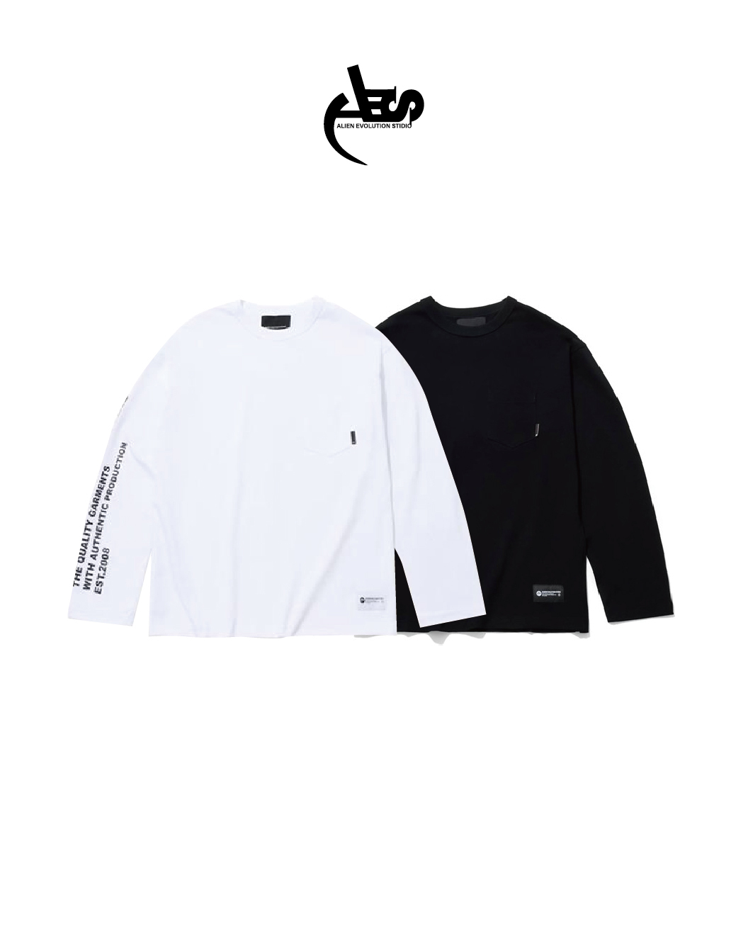 AES 口袋長袖T恤 黑/白 25 A/W Pocket Long-Sleeve Tee