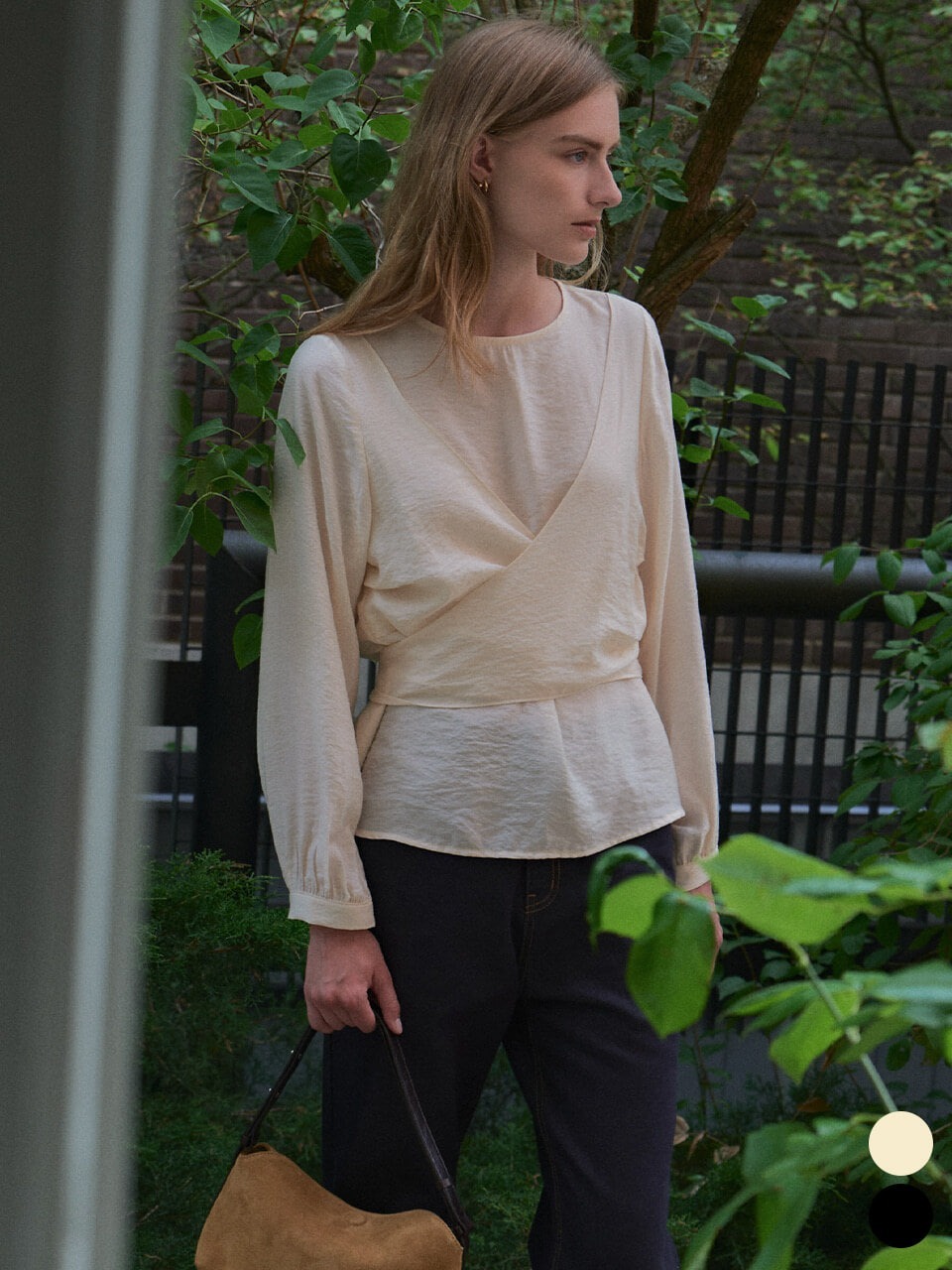 TILLIDIE Ribbon wrap blouse