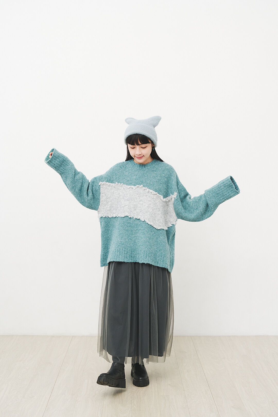 軸上的可愛蹤跡！貓耳毛絨針織帽