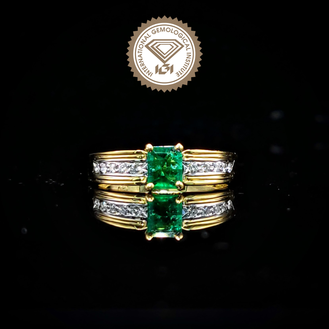 全新18K金【單粒43份綠寶石】配4份鑽石戒指