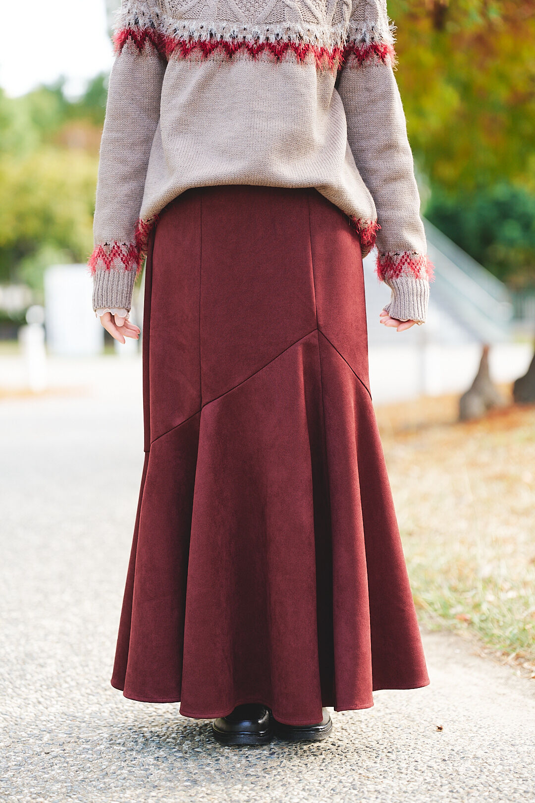 小漫冬曲2.0！絨面美人魚裙(兩色-酒紅)