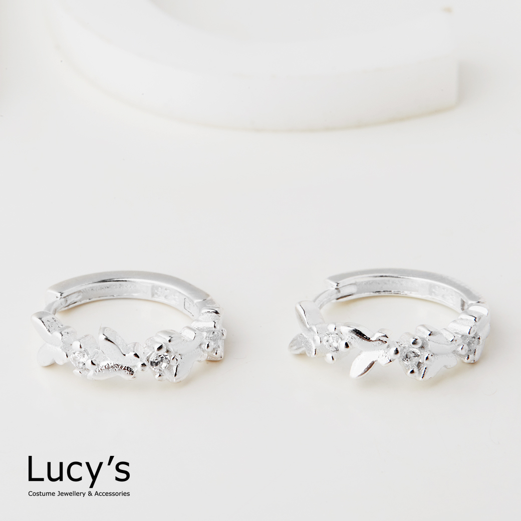 925純銀 花蝴蝶 易扣耳環 (123609)