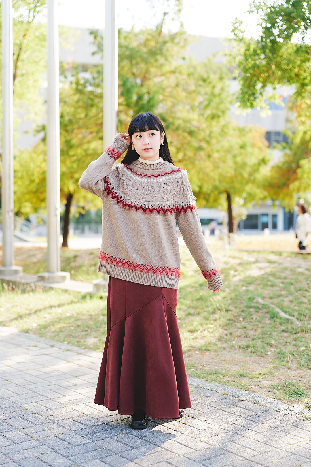 小漫冬曲2.0！絨面美人魚裙(兩色-酒紅)