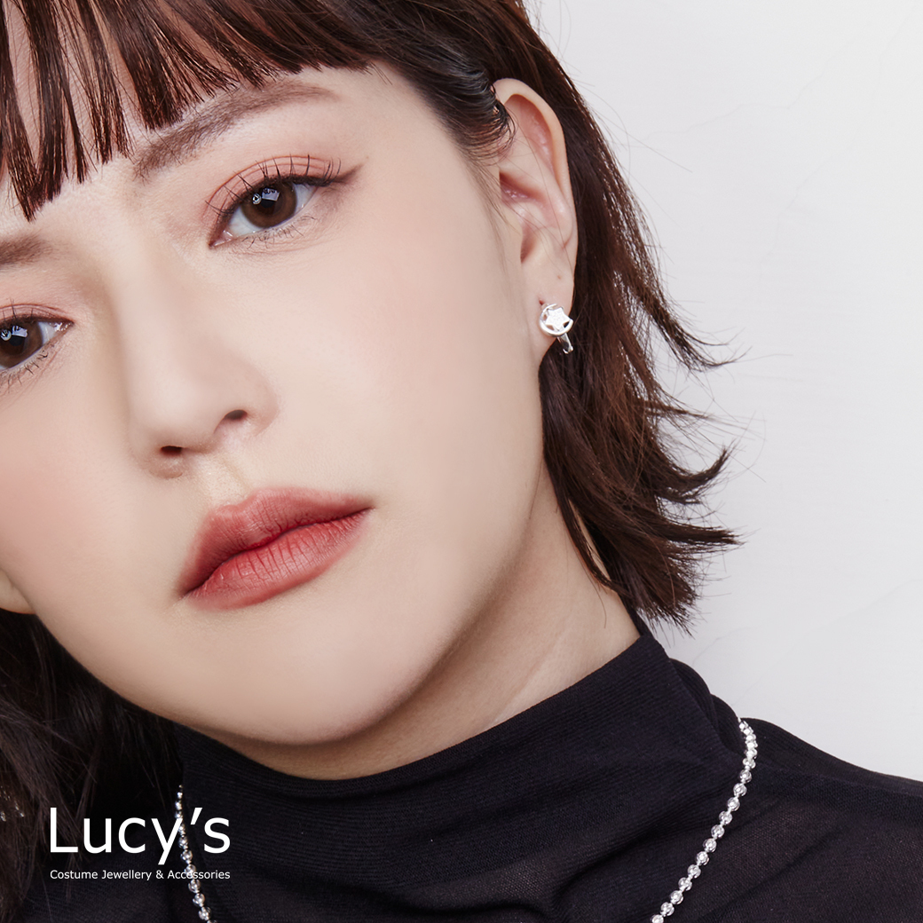 925純銀 閃爍星月 易扣耳環 (125897)