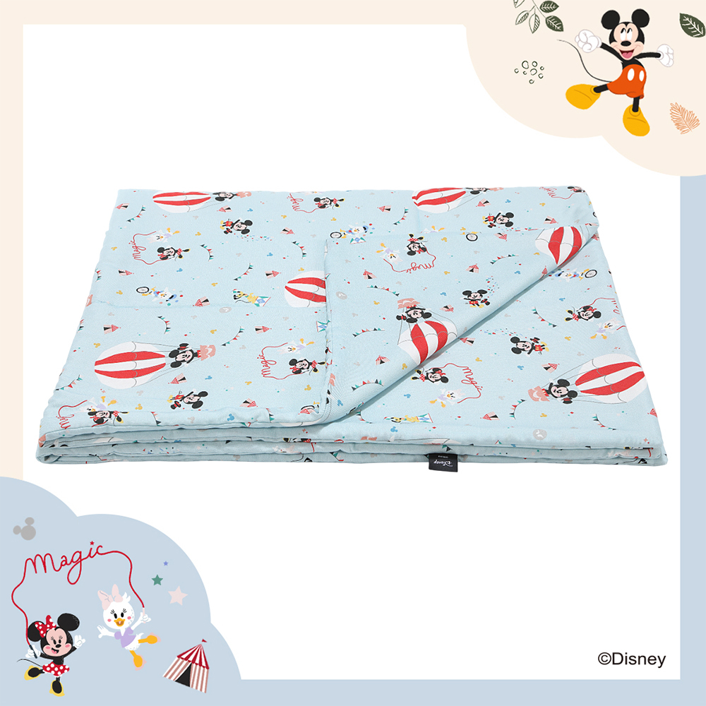 La Millou波蘭 竹纖涼感被(140x110cm)｜抗菌被｜無流蘇簡約質感｜米奇系列_馬戲團篇(Q版藍底)