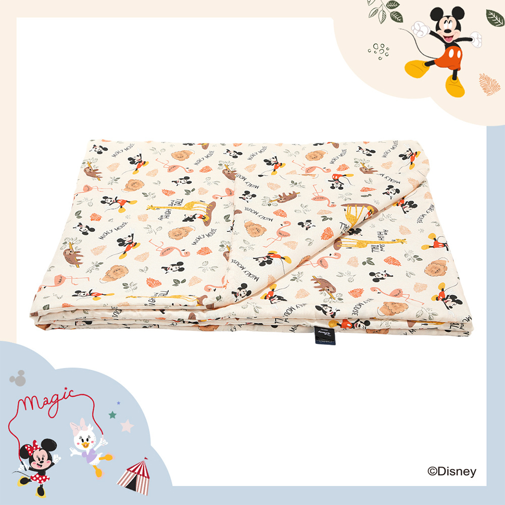 La Millou波蘭 竹纖涼感被(140x110cm)｜抗菌被｜無流蘇簡約質感｜米奇系列_動物園篇(奶油米底)