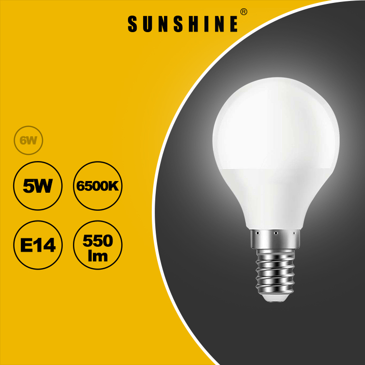 LED燈膽(G45球膽) 5W E14細螺頭 白光6500K / 黃光3000K LGT-5E14D/W