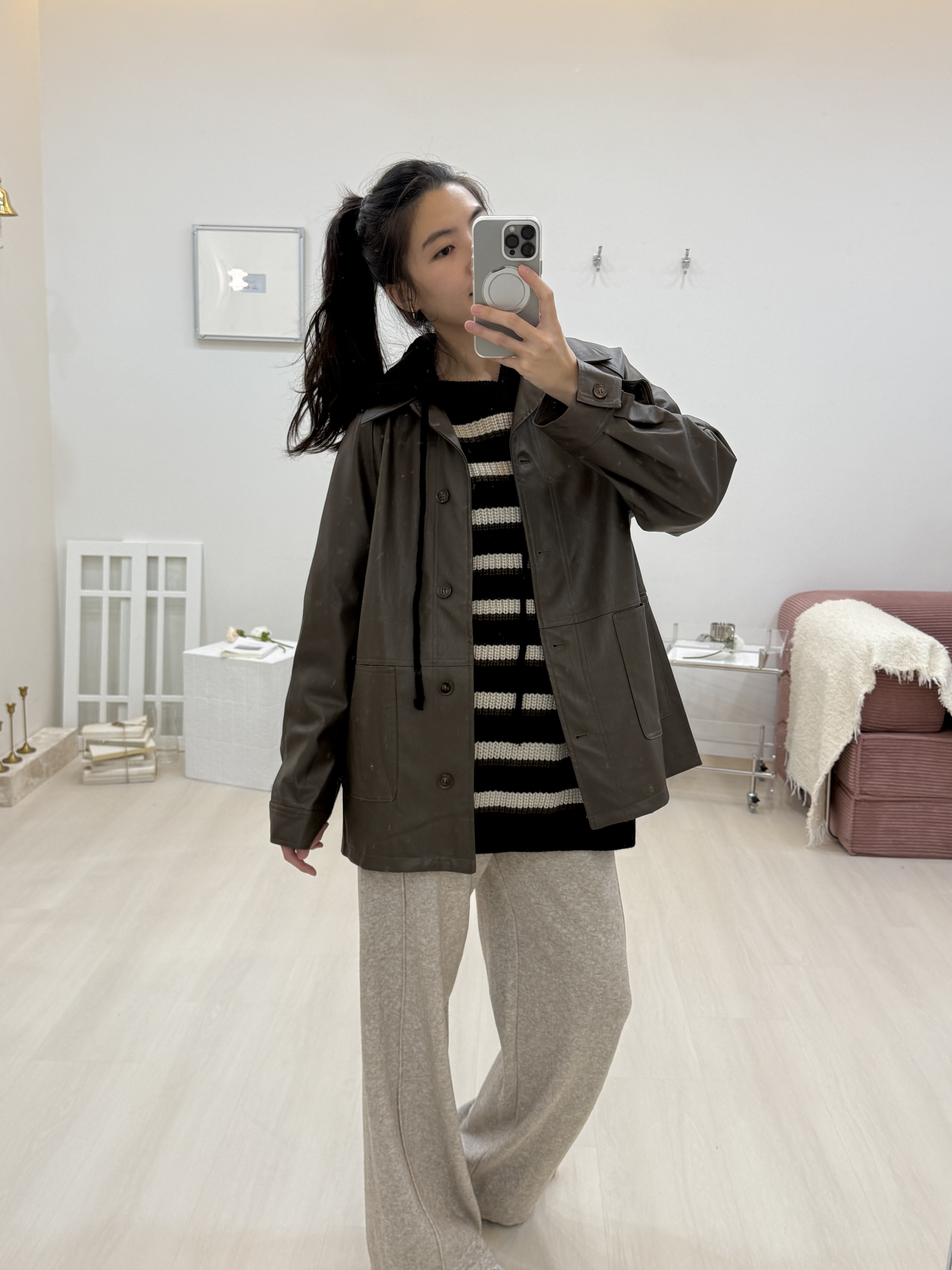 百搭中長版皮外套