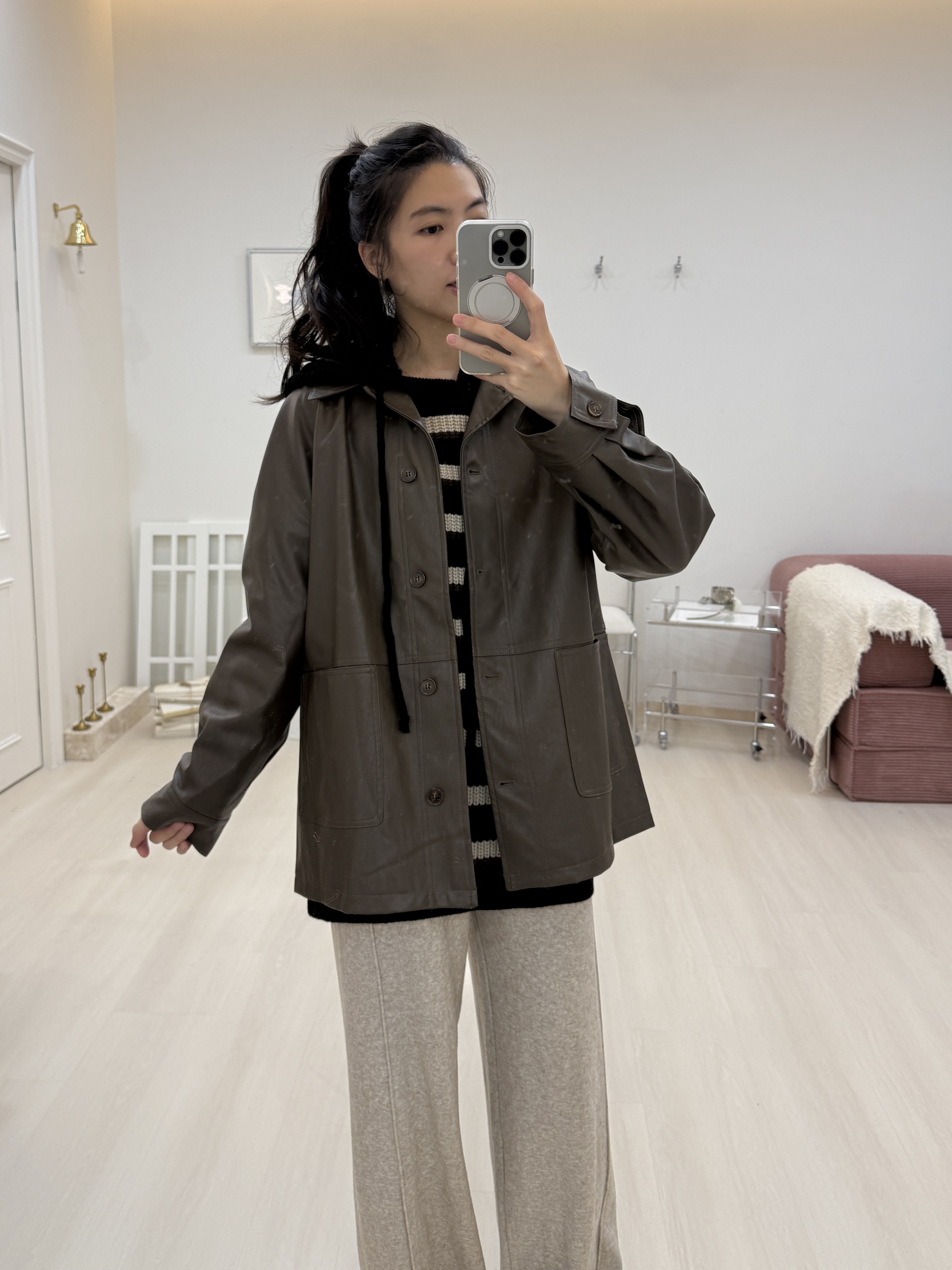 百搭中長版皮外套