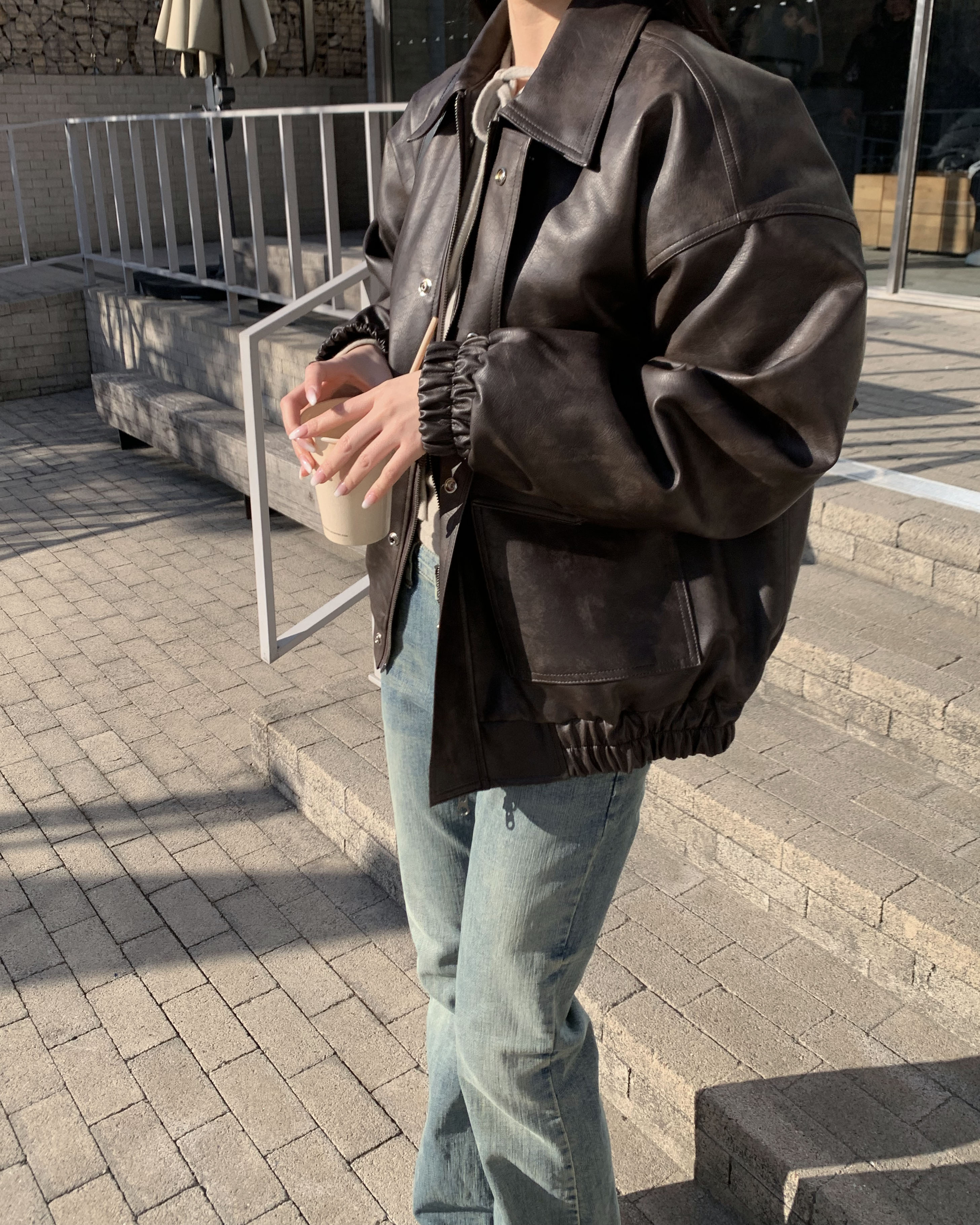 ❥現貨 韓國超正鋪棉皮外套