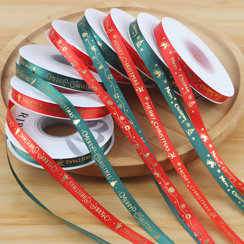 【台灣現貨速發】聖誕節圖樣燙金緞帶 燙金字緞帶｜兩種尺寸｜merry christmas 聖誕節 緞帶 禮物包裝