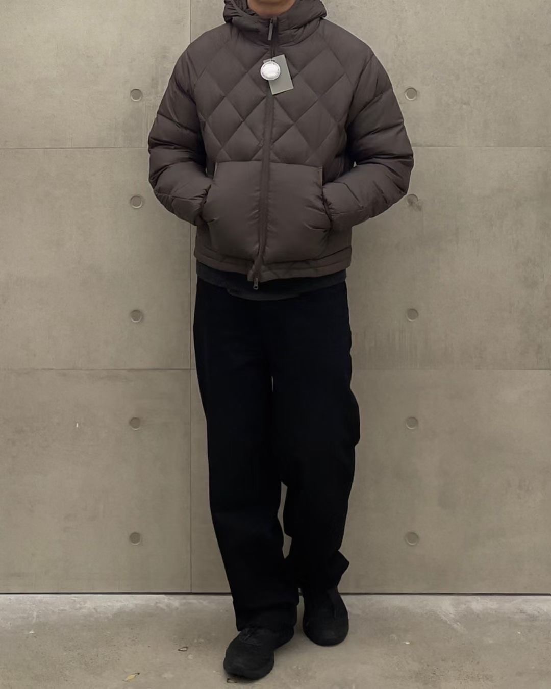 菱型短版羽絨連帽外套