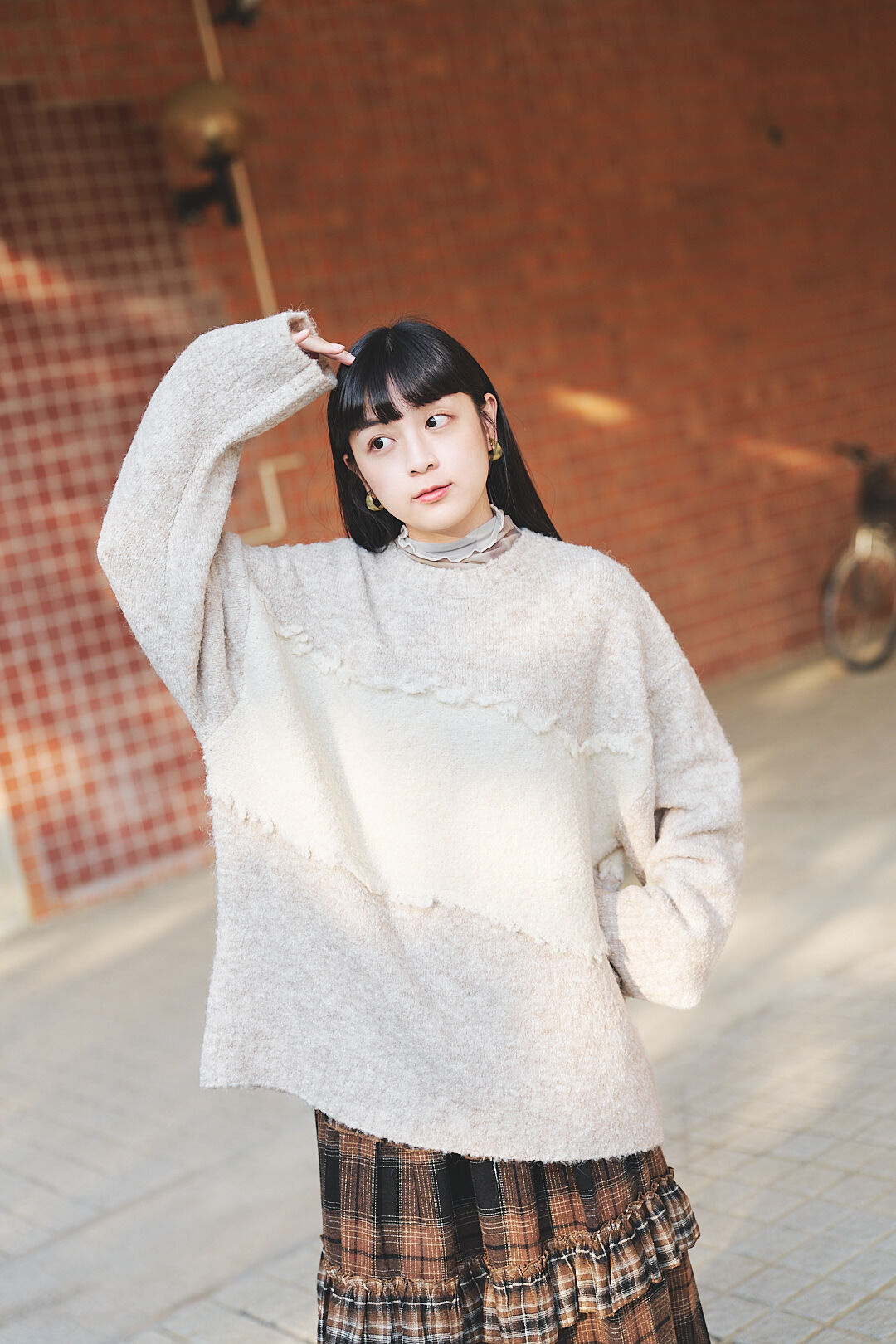 (限量)風過溫柔界！毛海針織拼色毛衣(兩色-象牙杏)