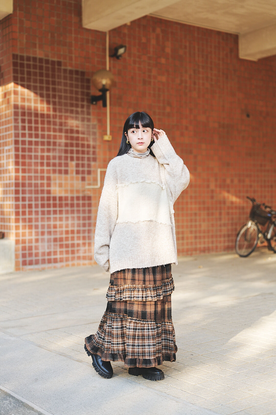 (限量)風過溫柔界！毛海針織拼色毛衣(兩色-象牙杏)