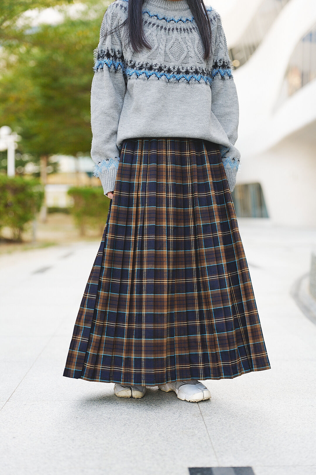 時空航行記！經典格紋百褶裙(兩色-海軍棕)