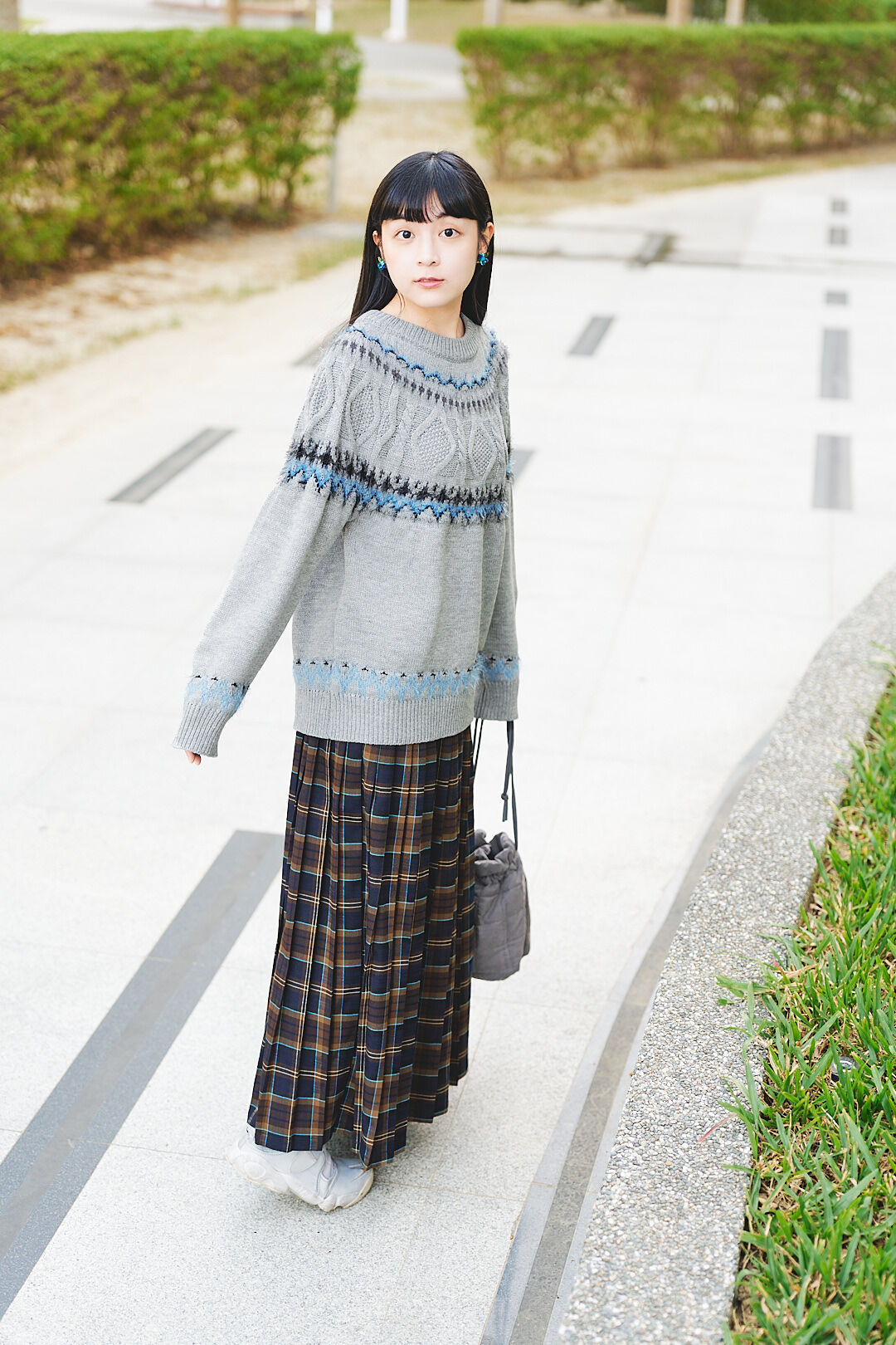 時空航行記！經典格紋百褶裙(兩色-海軍棕)