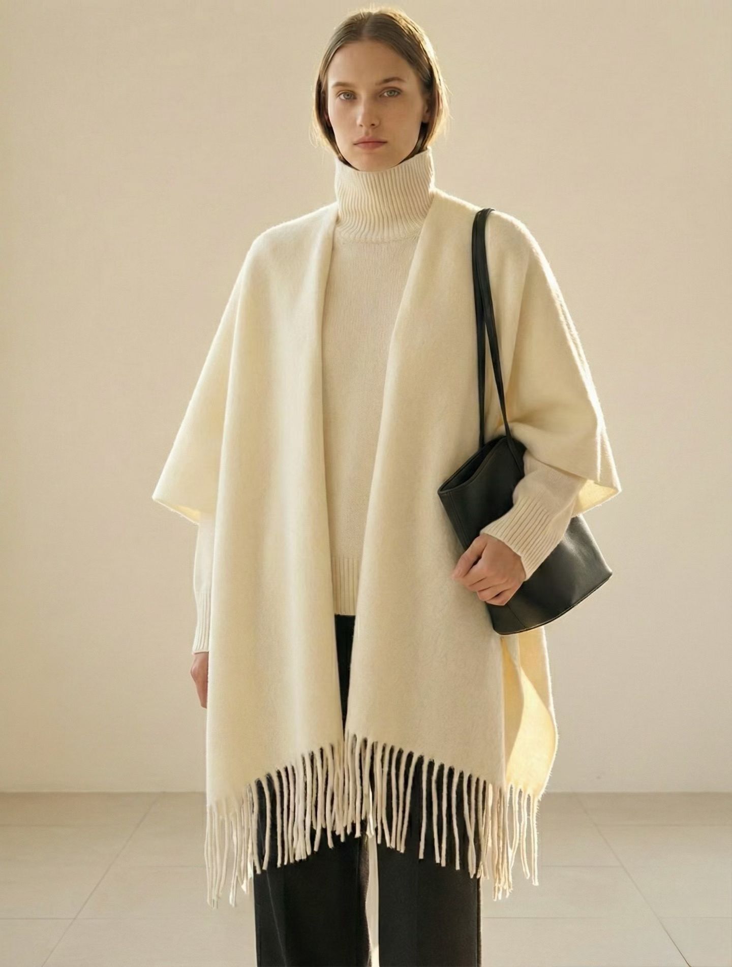 SS2520 Wool fringe shawl