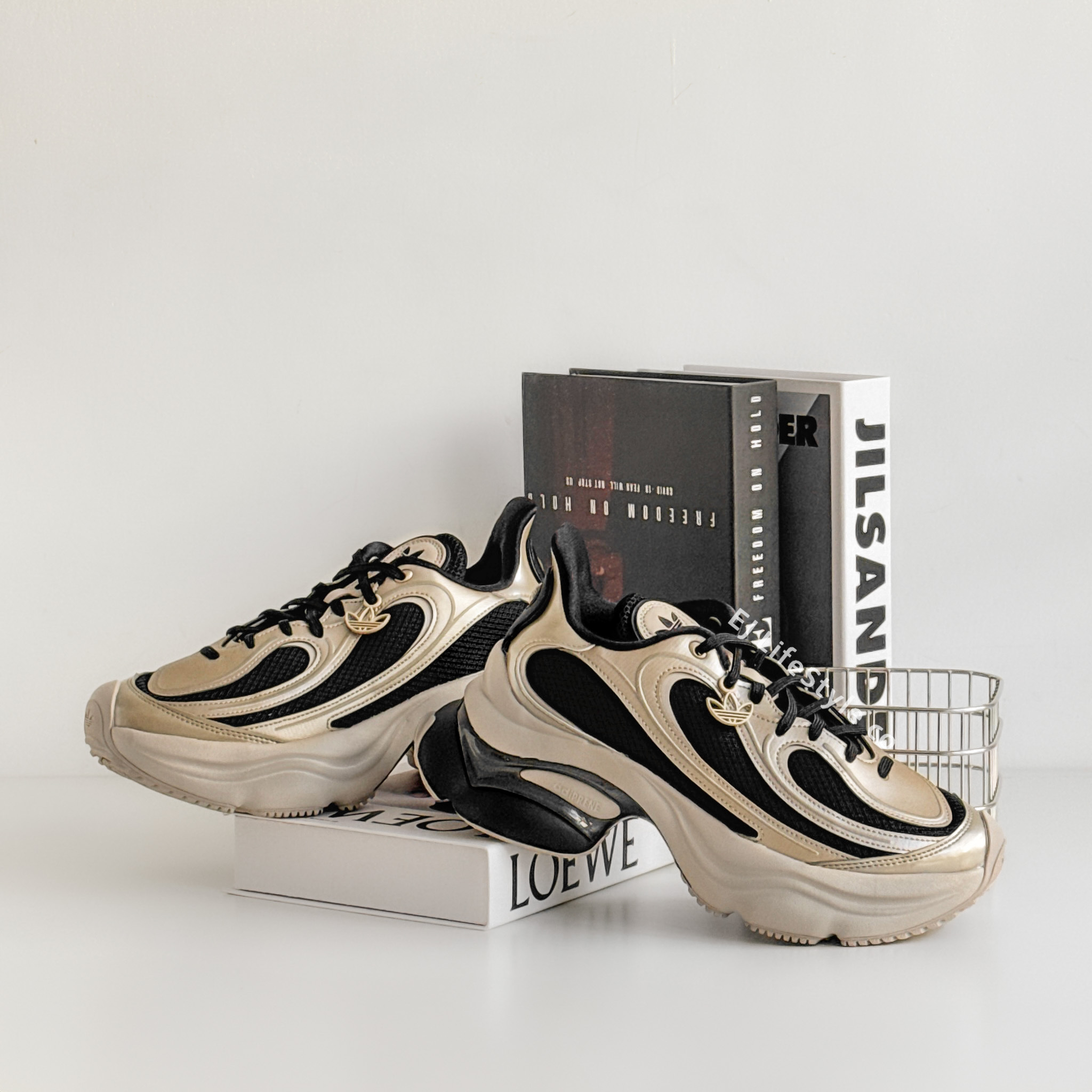 ADIDAS OZVENUZ 香檳黑金 香檳金 黑金 蝴蝶鞋 增高 厚底 宋雨琦同款 女鞋 KI0583 / 現+預