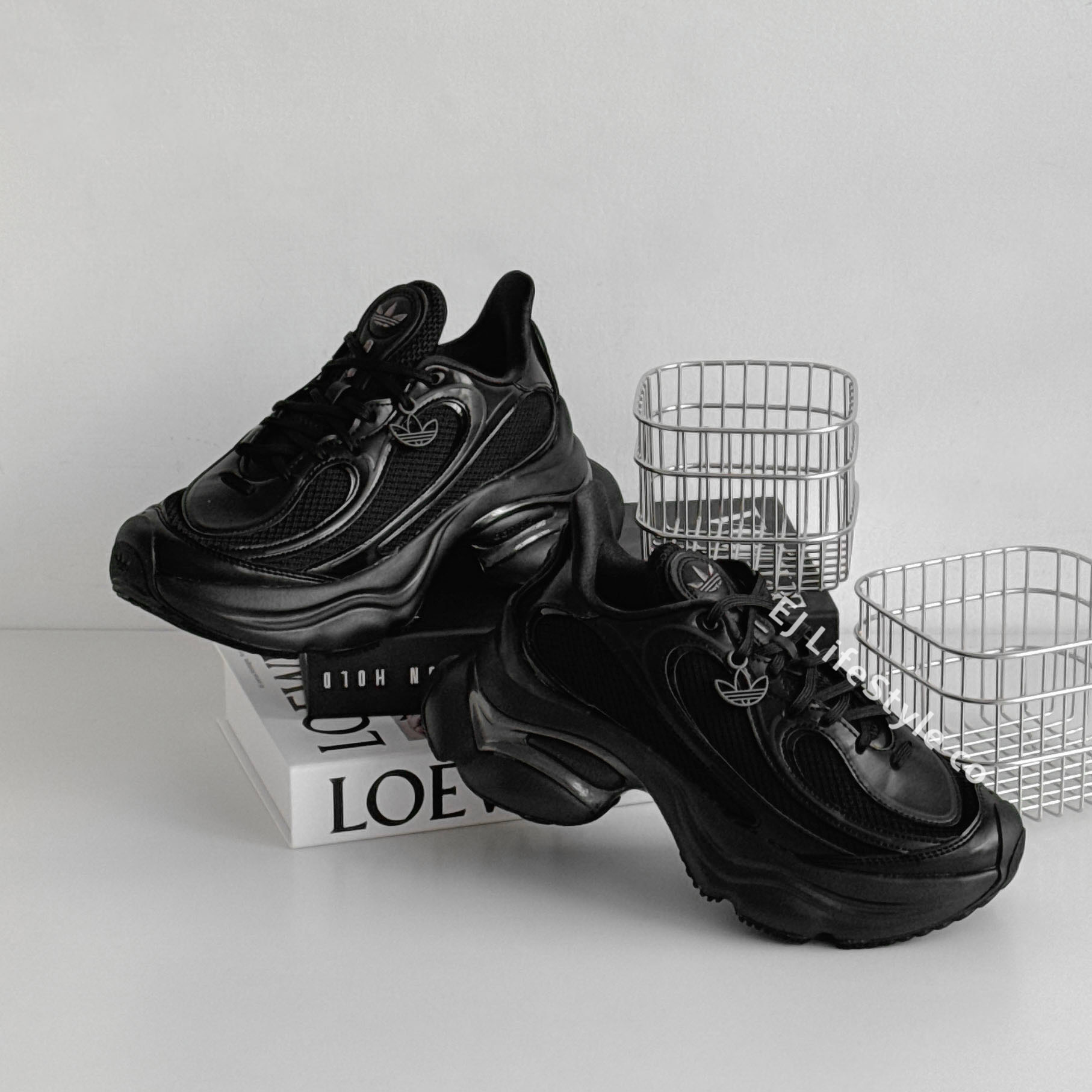 ADIDAS OZVENUZ 黑武士 黑色 蝴蝶鞋 增高 厚底 宋雨琦同款 女鞋 JS2468 / 預購