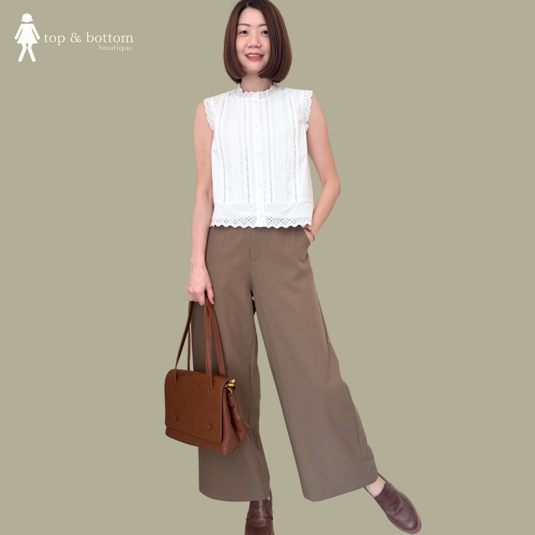 SLEEVELESS COTTON LACE BUTTON BLOUSE