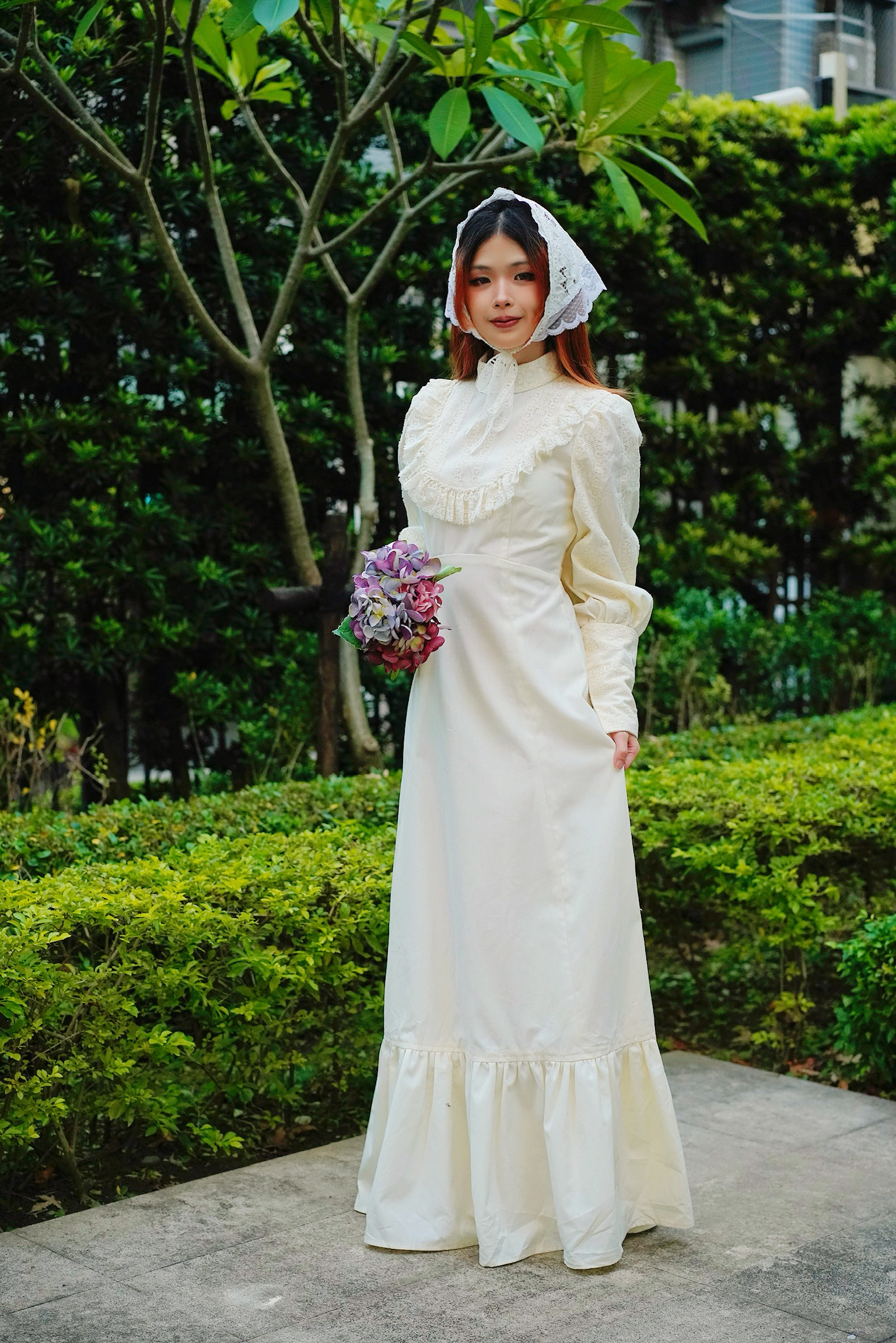 Vintage Dress/草原風高領羊腿袖禮服