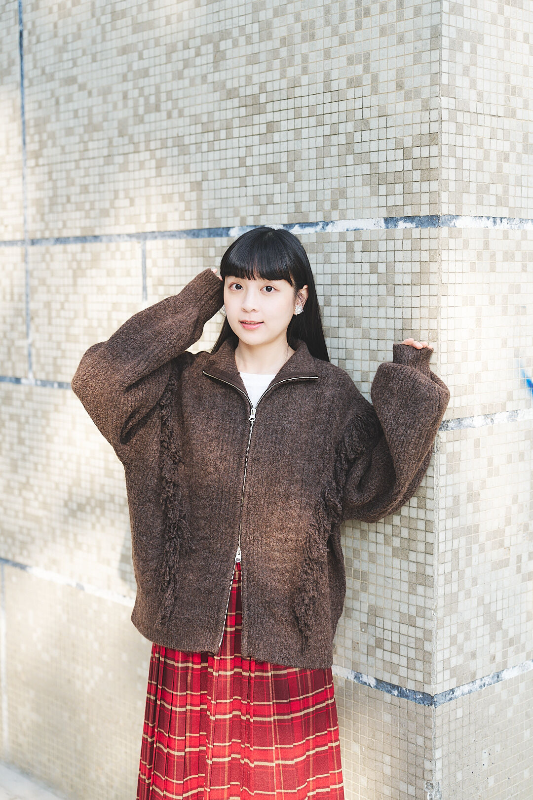 (限量)聖山雪絨吻！流蘇拉鍊針織開衫(兩色-可可棕)