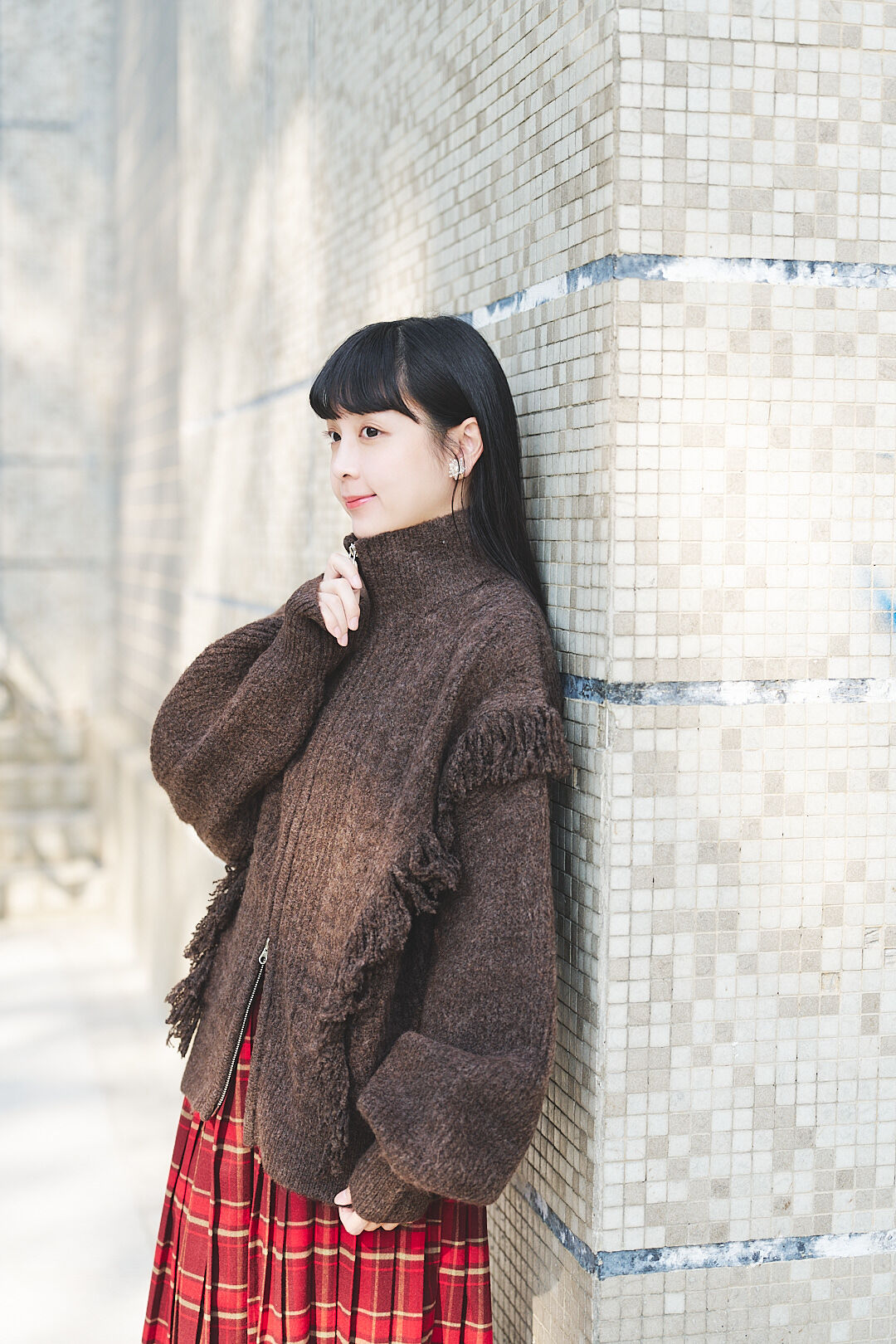 (限量)聖山雪絨吻！流蘇拉鍊針織開衫(兩色-可可棕)