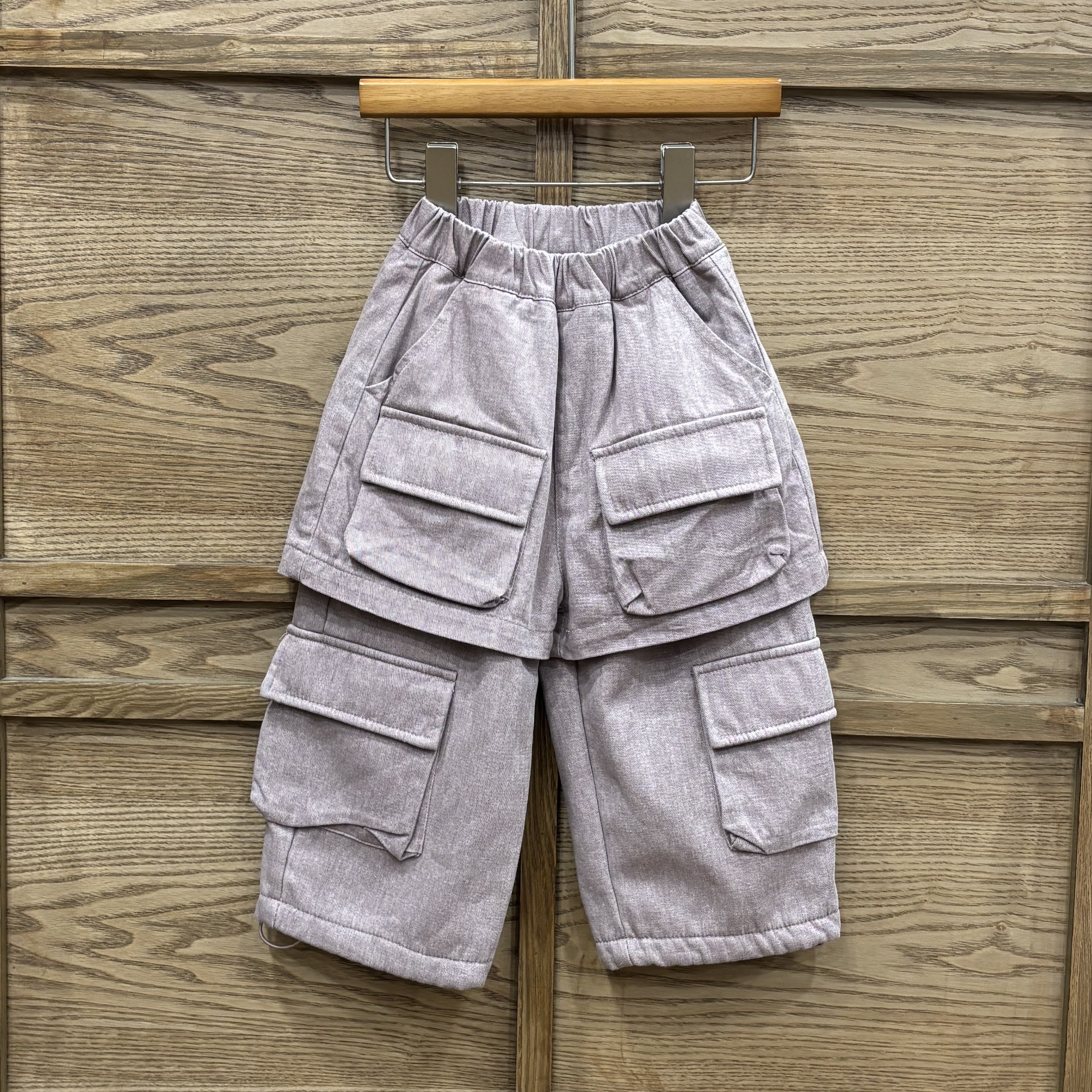 A03754雙層口袋加絨工裝褲