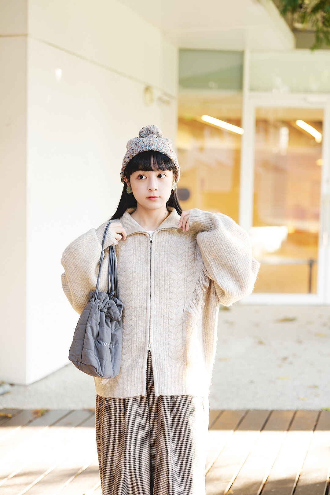 (限量)聖山雪絨吻！流蘇拉鍊針織開衫(兩色-燕麥米)