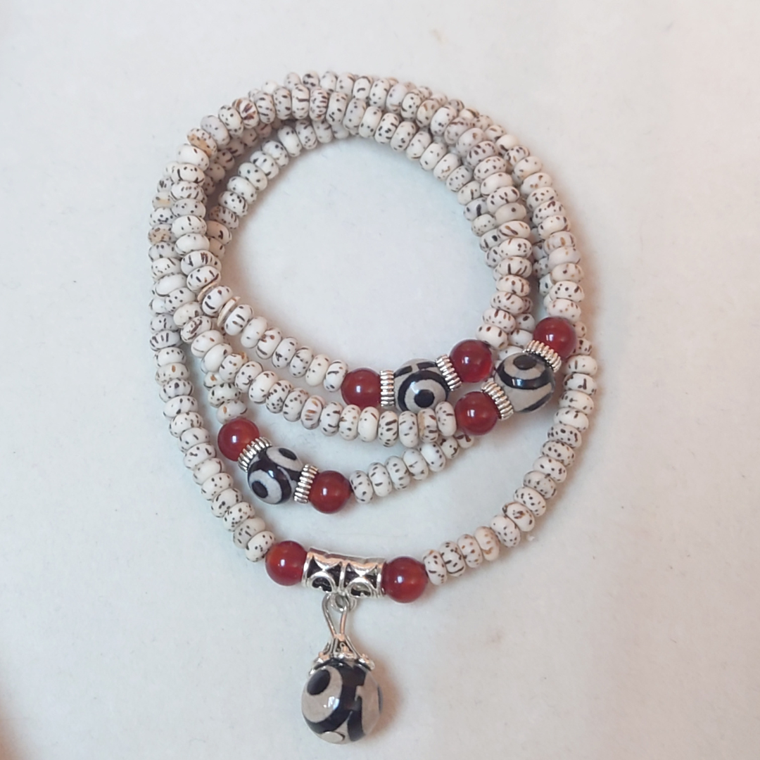 HKAF1214-031 星月菩提5mm算盤子瑪瑙4圈手串(經師傅開光)(A31)