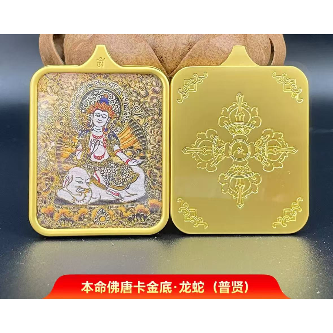 HKAF1214-036 唐卡金底八大守護神普賢:龍蛇(經師傅開光)(A36)