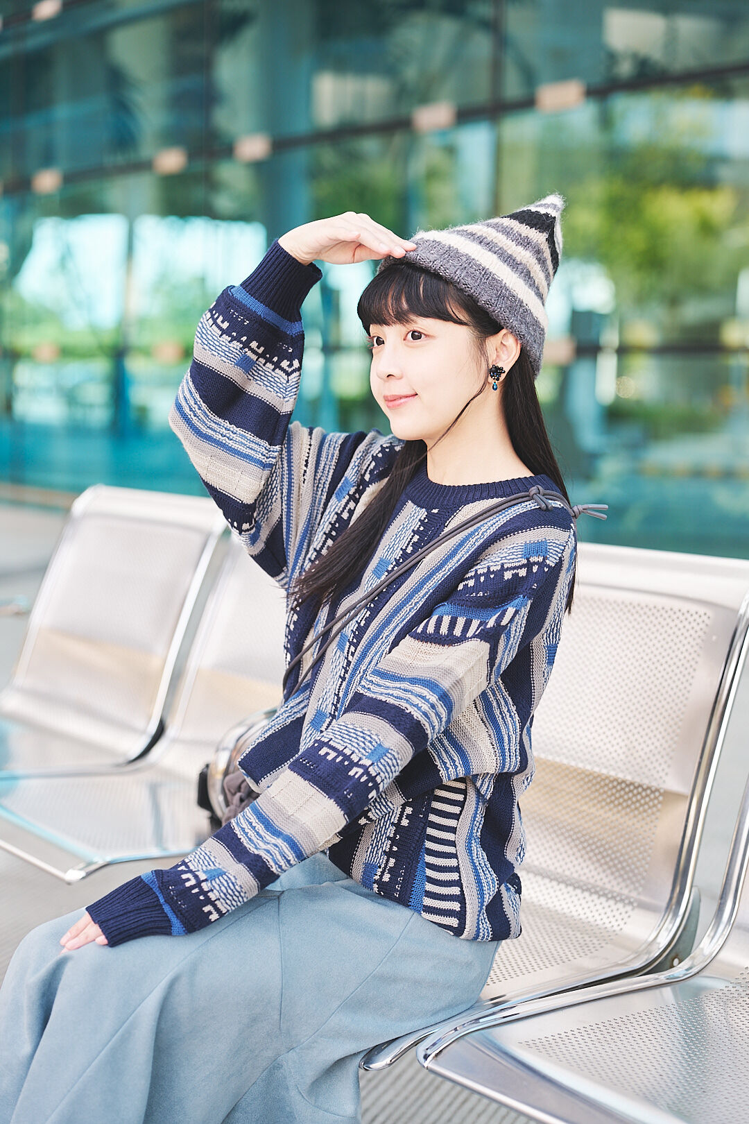 (限量)瀨戶內暖陽！復古幾何圖騰毛衣(三色-藍)