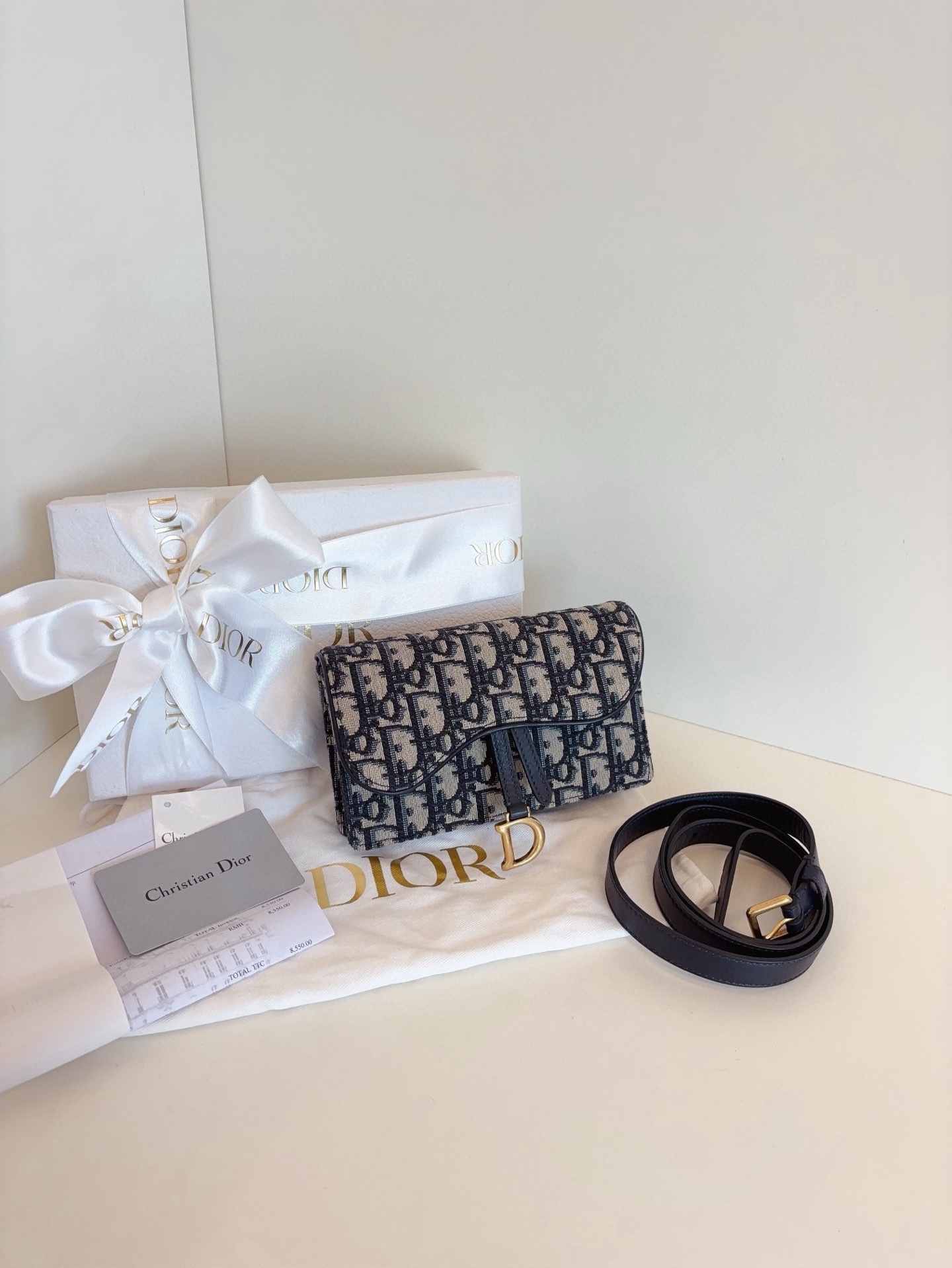 【99新】DIOR Saddle經典老花Oblique印花腰包