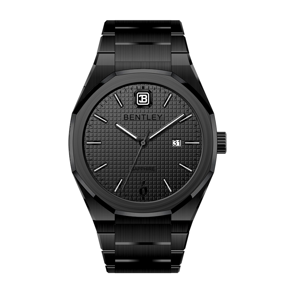 【BENTLEY賓利】THE AURARAY煦影系列 沉穩 夜光 帶日期 不鏽鋼 石英 手錶