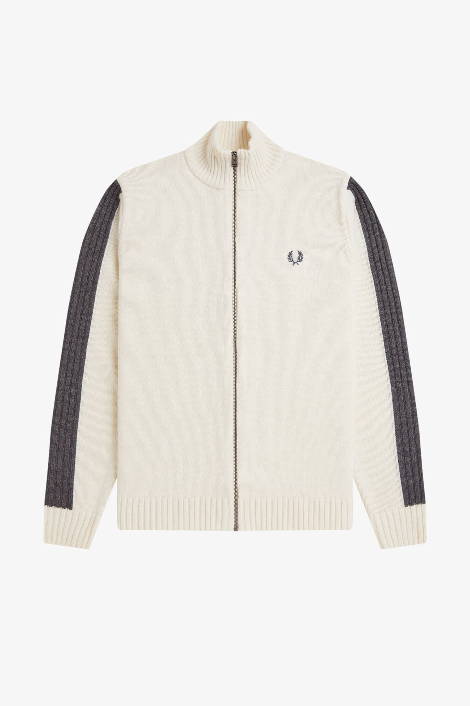 Fred Perry 立領針織羊毛外套-白【K1546】