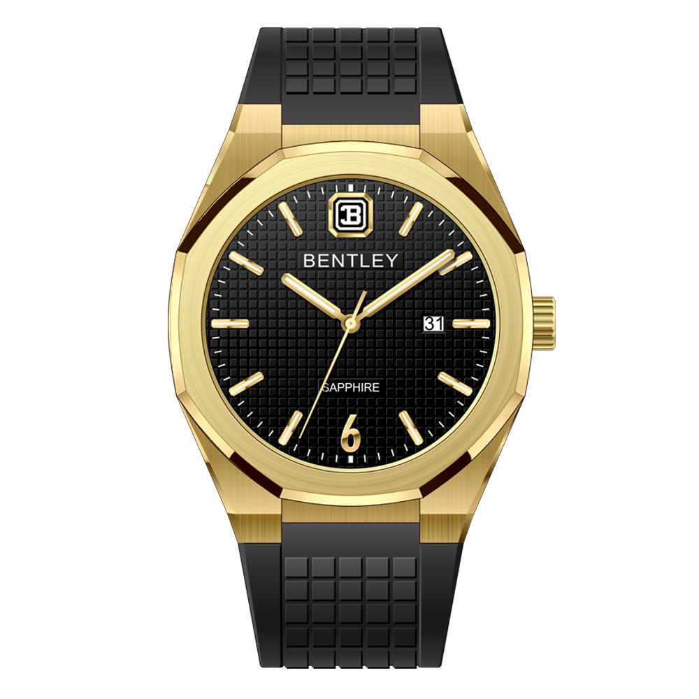 【BENTLEY賓利】THE AURARAY煦影系列 沉穩 夜光 帶日期 矽膠 石英 手錶