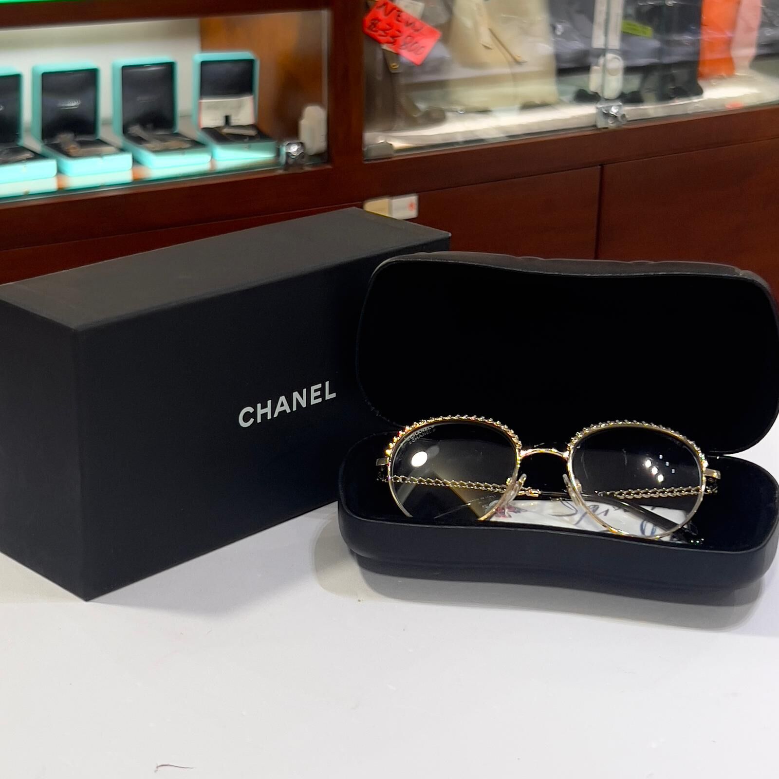 99%NEW 二手CHANEL 眼鏡 淡金橢圓框 平光镜 #香榭站正品
