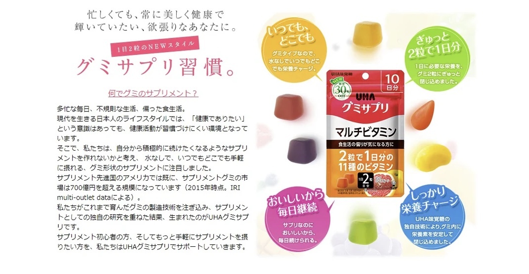 預 購 產 品 ｜UHA味覺糖 綜合維他命補充軟糖 葉黃素 鋅 瑪卡 鐵 葉酸 鈣 水果風味