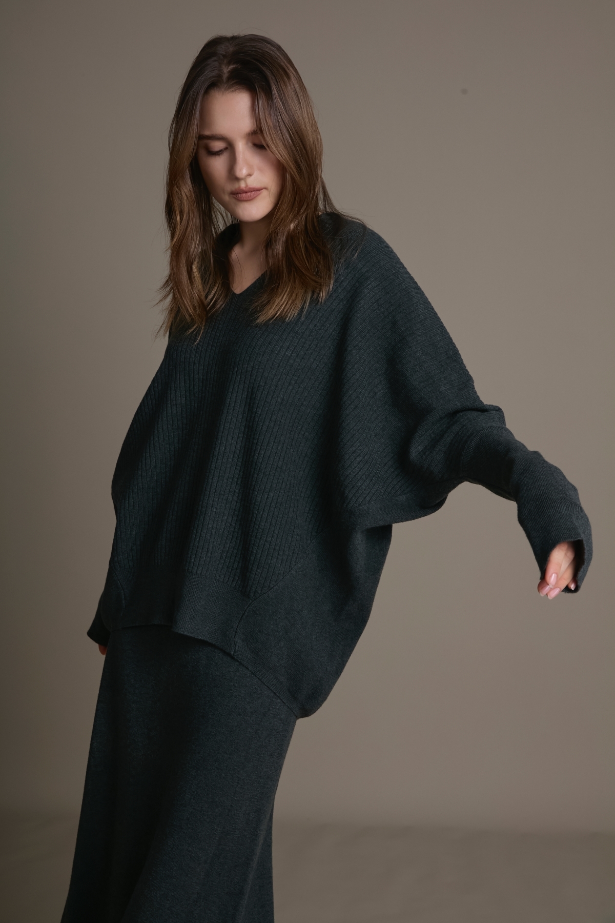 柔織飛袖針織兩件式套裝|兩色