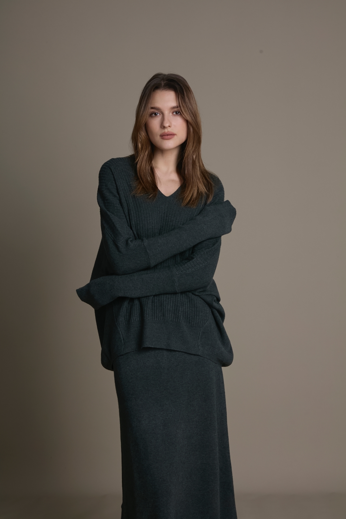 柔織飛袖針織兩件式套裝|兩色