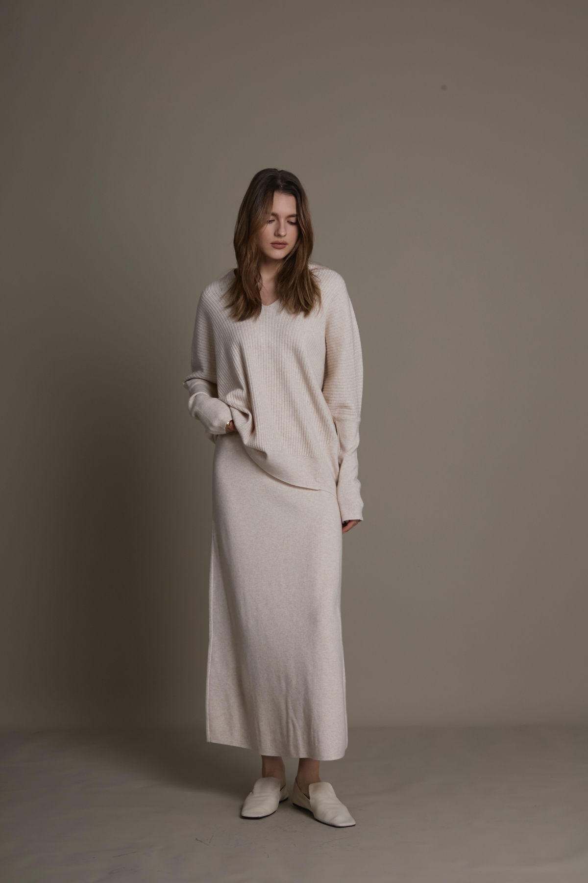 柔織飛袖針織兩件式套裝|兩色