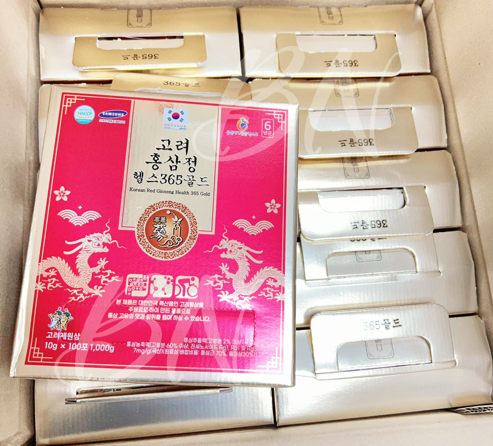 韓國製 samsung 健康365 6年根正宗高麗蔘10ml×100條 禮盒裝