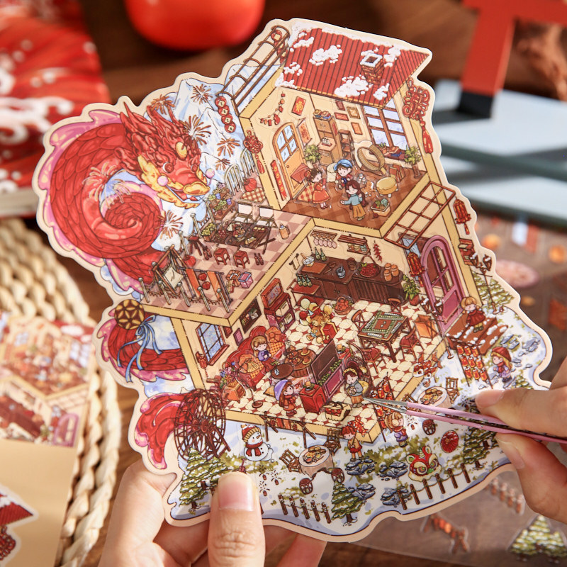 Miniature Scene Stickers · New Year Theme