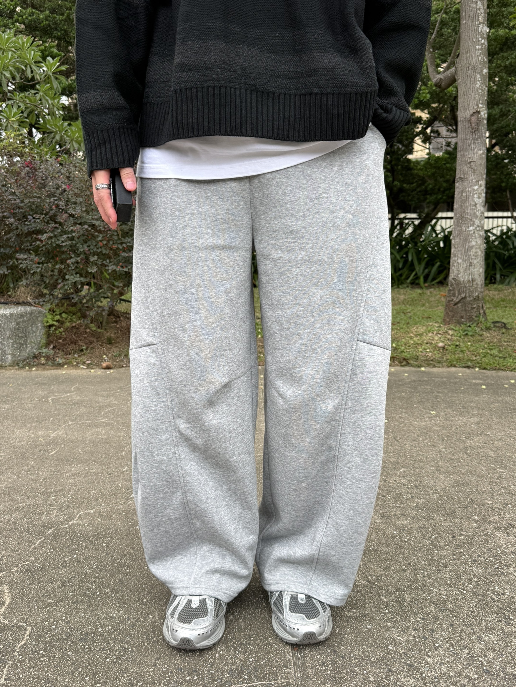 剪裁彎刀休閒棉長褲