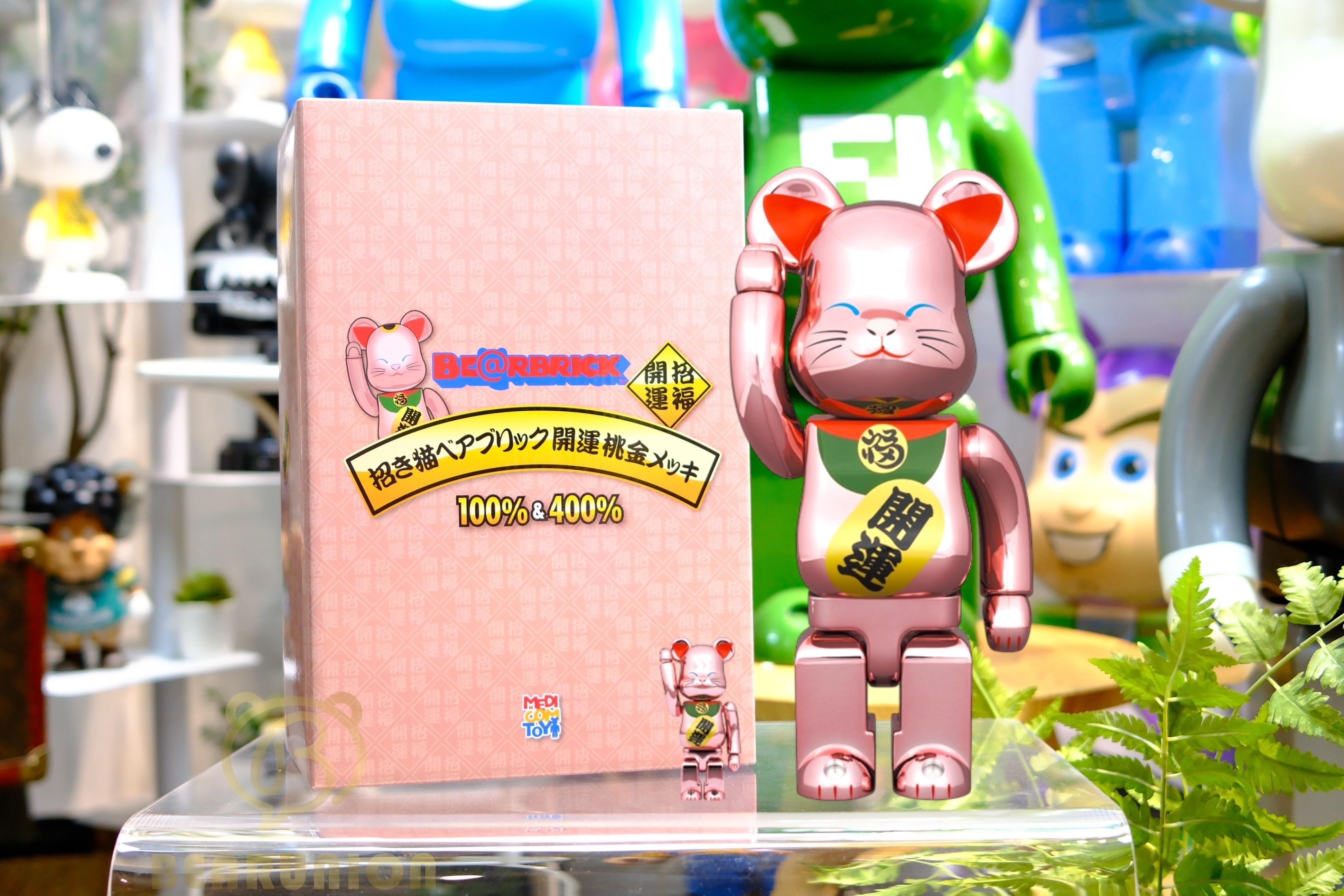 🥇現貨🥇Bearbrick 400% 100% 招き猫 開運 桃金メッキ