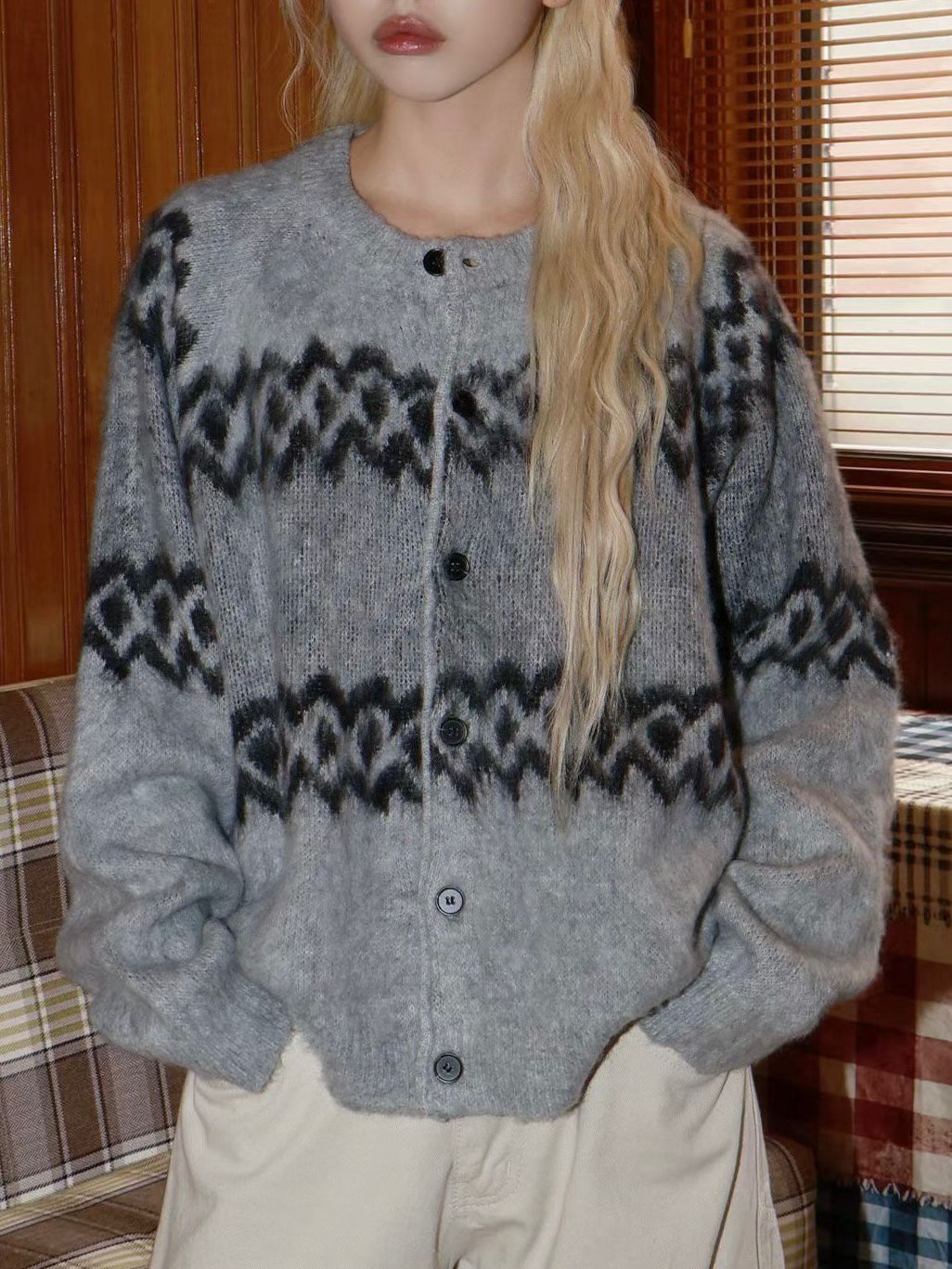 橫紋開胸針織外套 GARMENTS-065JK