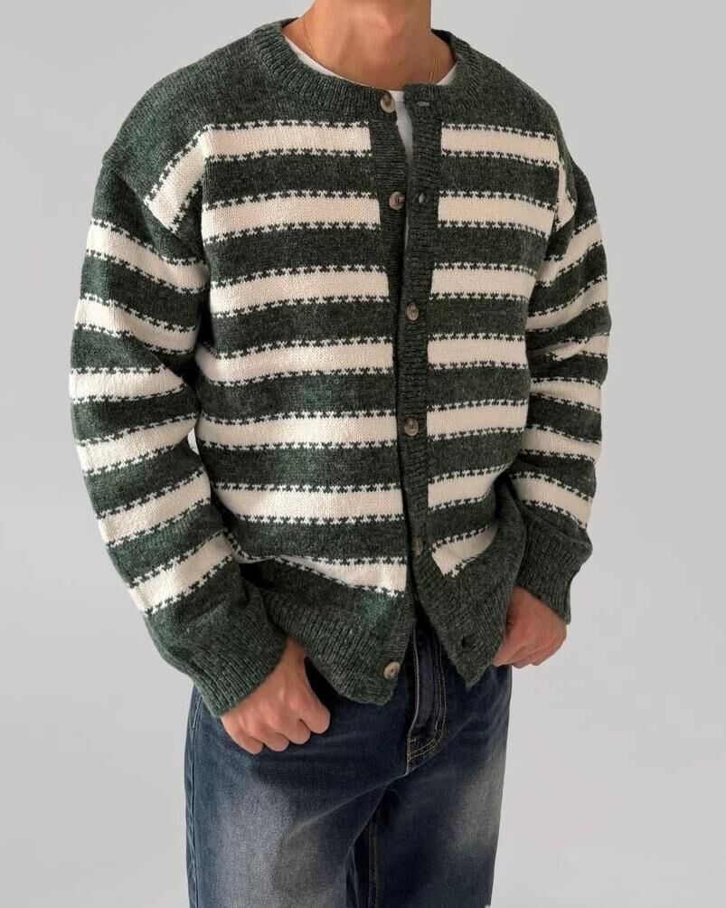 橫紋開胸針織外套 Tac-0338JK